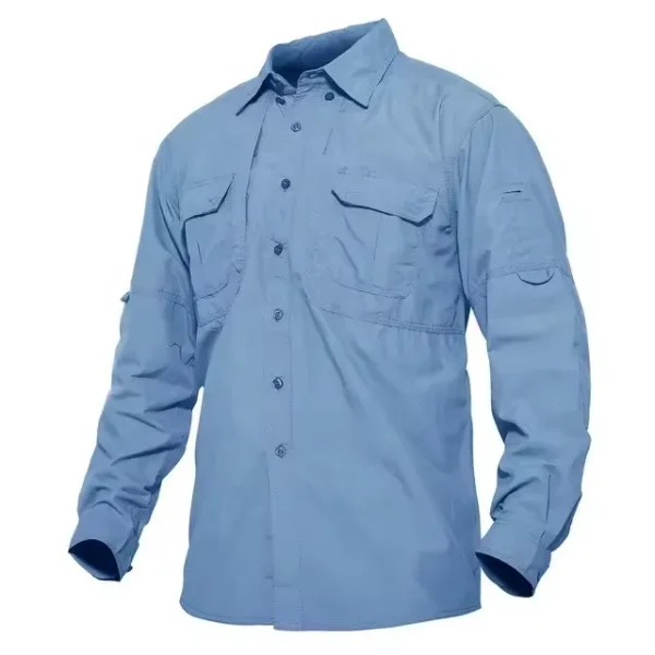Tactical Quick Dry Shirts of Men's, Nylon Long Sleeve Shirts of Outdoor Hiking,Work Cargo with Multi-Pockets Summer Lightweight - Image 3