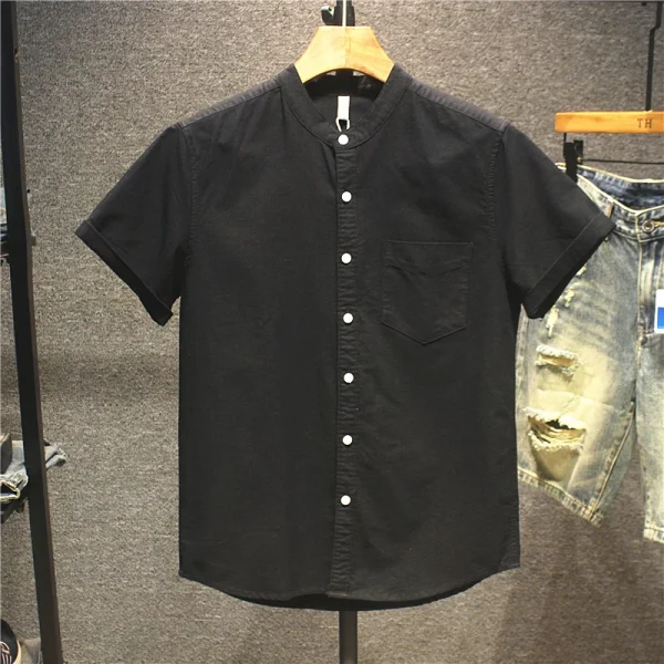 Summer Men's Shirts Men's Plain Shirts Poplin Fabric Short Sleeve Weave Formal Performance Top Cotton Linen - Image 3