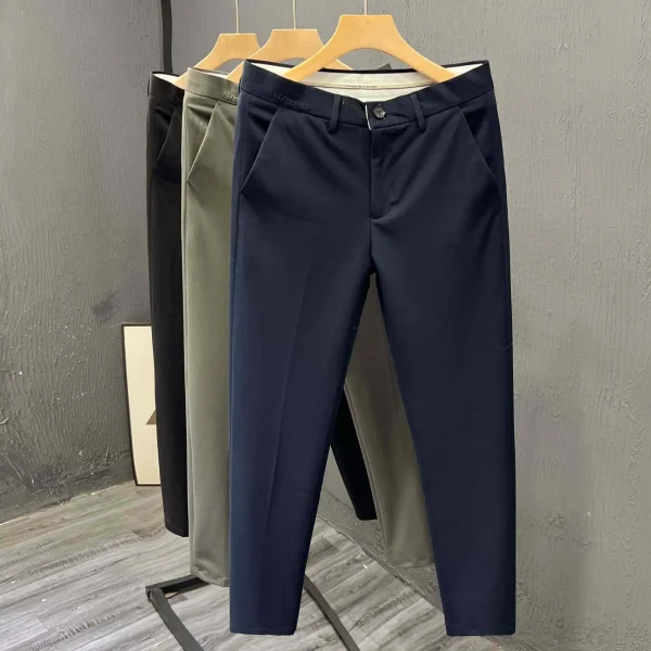 Men's 2025 Spring New Straight Casual Pants Men's Solid Mid Rise Casual Pants - Image 3
