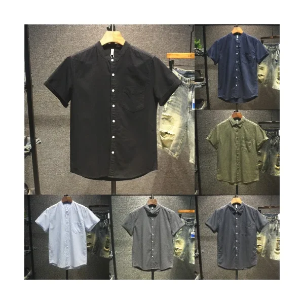 Summer Men's Shirts Men's Plain Shirts Poplin Fabric Short Sleeve Weave Formal Performance Top Cotton Linen
