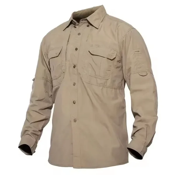 Tactical Quick Dry Shirts of Men's, Nylon Long Sleeve Shirts of Outdoor Hiking,Work Cargo with Multi-Pockets Summer Lightweight - Image 2