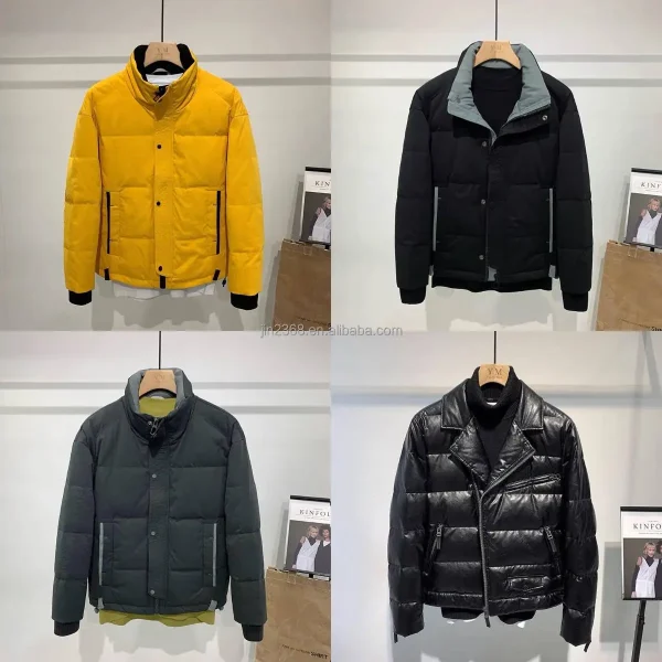 Windproof Down Jacket for Men Winter Stand Woven Quilted Puffer Jacket - Image 2